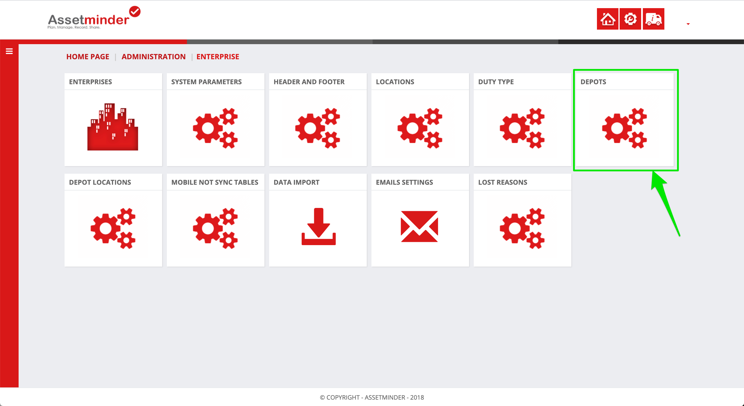 Add a Part Storage Location or Depot - Assetminder